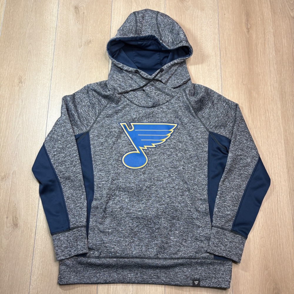Fanatics NHL St. Louis Blues Hoodie Womens Medium Gray Navy Pullover Sweatshirt